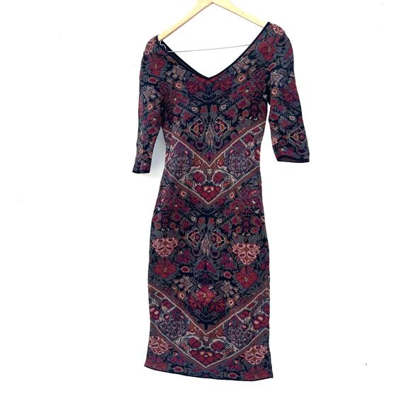 Peruvian Connection V-Neck Long Sleeve Short Knit Dress Pima Cotton Autumn XS - Picture 5 of 6